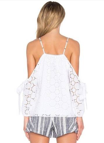 Parker  Camila White Cold Shoulder Crochet Eyelet Flirty Fun Blouse Top [size M]