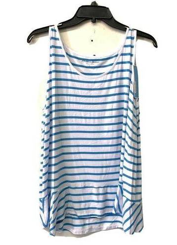 Draper James  Womens Blue White Striped Scoop Neck Tank Top Stretch Size Large