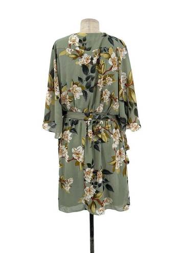 City Chic  Color Wrap Print Dress Sage Green Floral Print Plus Size 22