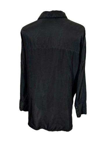 Dissh  Campbell Black Long Sleeve Relaxed Button Up Shirt Blouse