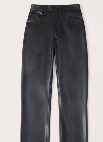 Abercrombie & Fitch Abercrombie Black High Rise Leather 90s Straight Pant