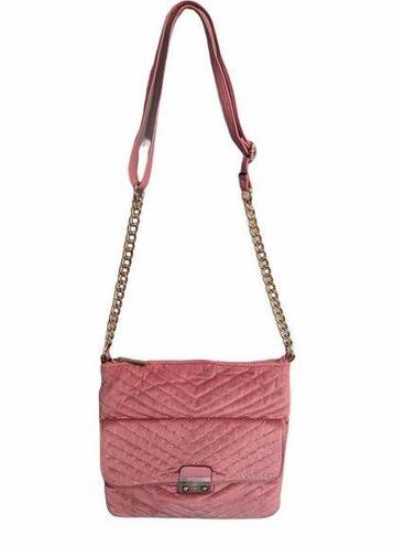 Big Buddha  Pink Velvet Quilted Chain Crossbody Bag