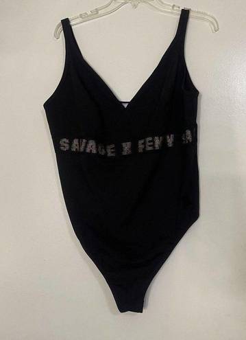 One Piece NEW! Savage x Fenty Black  logo banded Bodysuit plus size 3X