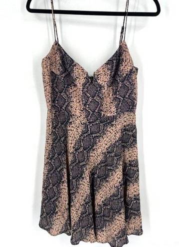 Blue Life  Women's Snake Print Sweetheart Corset V-Neck Mini Dress Brown Medium