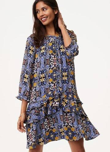 The Loft  Floral Tiered Ruffle Long Sleeve Dress Size X-Large