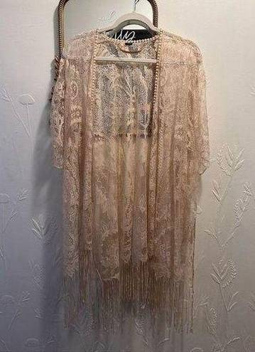 Off White Lace Shaw with tassels Size L