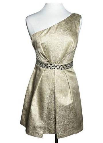 Laundry by Shelli Segal Laundry shelli Segal One Shoulder Fit & Flare Metallic & Crystal Cocktail Dress