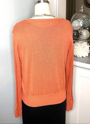 Elle Orange Ruffled Cardigan Sweater Medium