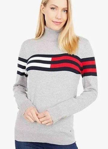 Tommy Hilfiger - Stella Womens Ribbed Trim Light Weight Turtleneck Sweat…