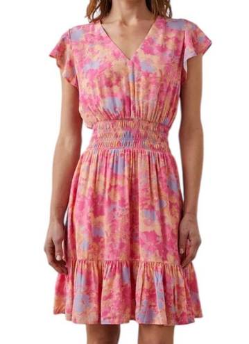 Rails  Tara Flutter Sleeve Smocked Waist Mini Dress in Passion Flower Size S NWT