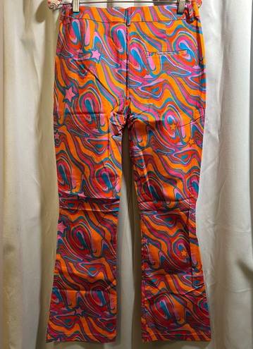 Dolls Kill  Another Girl Trippy Multi Print Cynthia Starr Swirl Flare Pants