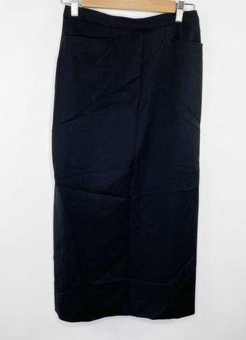 Petite Sophisticate  Solid Black Vented Straight Midi Skirt Women's Size 2