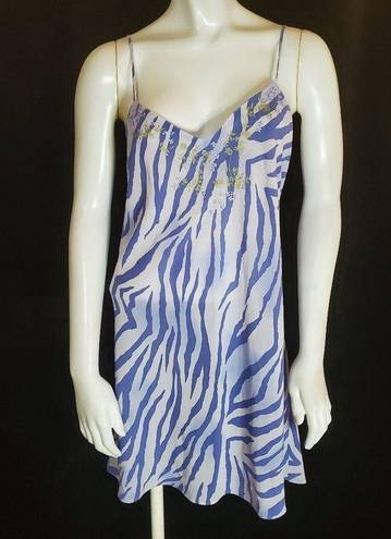 Natori  Purple Zebra & Embroidered Floral Nightgown (S)