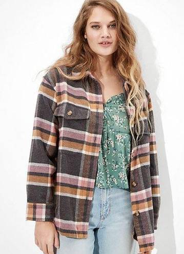 American Eagle AE Oversized Plaid Shirt Jacket