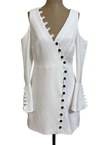 Alexis  'Galen' ivory long sleeve button front mini dress size Small