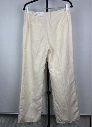 Loft Ann Taylor  Cream Silk Linen Laura Wide Leg Trouser Pants