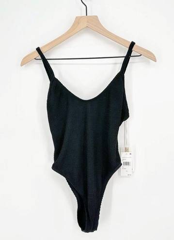 Good American NEW  Always Fits One Piece Swimsuit Crinkle Black Women's 1/2 S/M