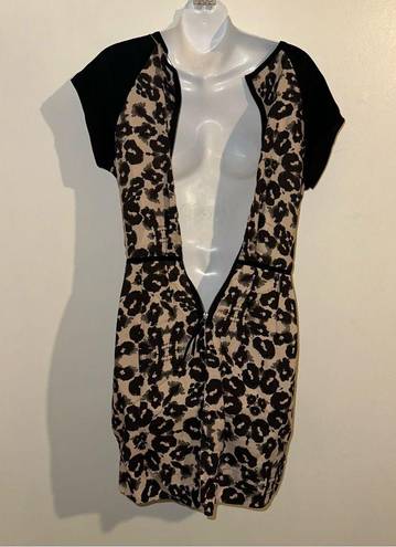 Rebecca Taylor Silk LEOPARD BLOCK Mini Dress color black & cream Size US 4 NWT