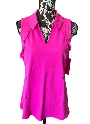 Lilly Pulitzer  Luxletic Sleeveless Polo Martina Pink Palms NWT XLARGE