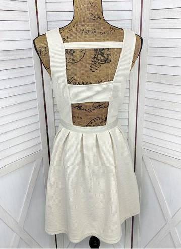 American Eagle Outfitters Ribbed Knit Cage Back Mini Dress Cream 6 Fit Flare