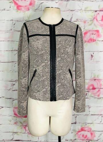 Rebecca Taylor  lace look lamb leather trim jacket