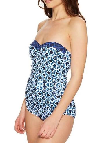 Tommy Bahama  Swim Pansy Shirred Bandeau One Piece Swimsuit, Size 6 Excellent!