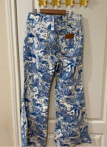 Wrangler  nautical print wanderer flare jeans NWT 28X30