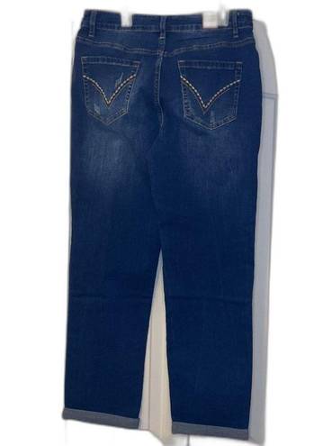 Suzanne Betro  Butler Rip & Reparis Dark Wash Boyfriend Jeans Women Size 10