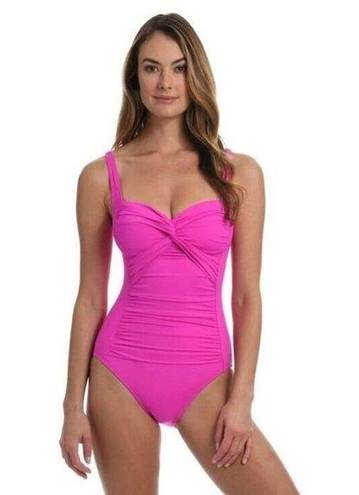 La Blanca  NWT Island Goddess Twist Shirred One Piece Swimsuit - Orchid Size 10