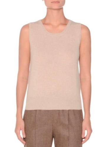 St. John Basics Knit Top Sleeveless Square Neck Sweater Cream white Size L