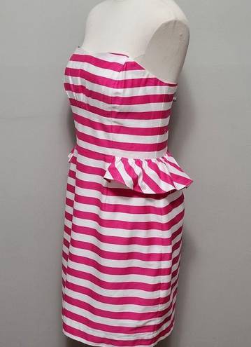 Lilly Pulitzer  Maybell Pink/White Short Barbiecore Stripe Strapless Dress Size 8