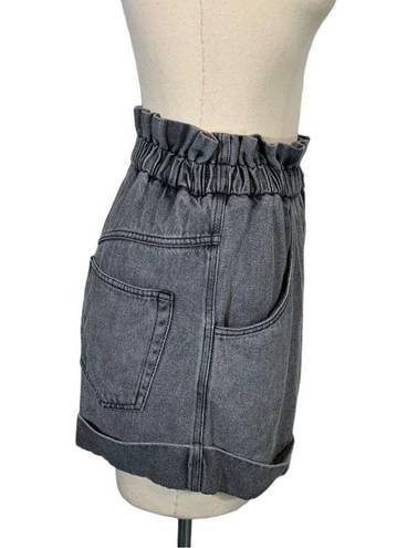 Isabel Marant  ETOILE Itea Gathered Denim Paperbag Shorts in Grey Size 34