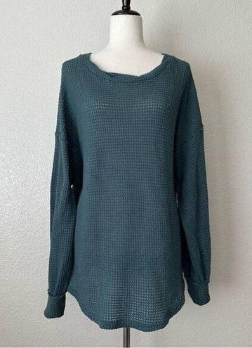 Umgee  Green Waffle Knit Oversized Sweater