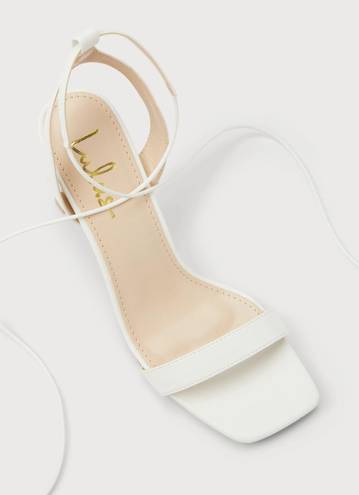 Lulus White Square Toe Lace-Up High Heel Sandals
