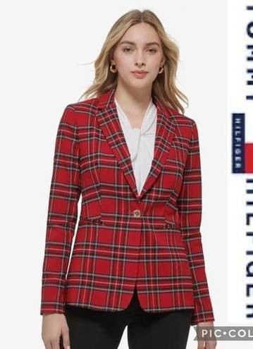 Tommy Hilfiger   Red Plaid One-Button Blazer size 4 slim