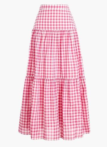 J.Crew  tripple tiered gingham maxi skirt XL