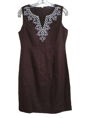 Talbots  Brown Linen Sleeveless Dress Sz 4