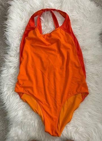 Outdoor Voices  Orange Color Block One Piece Bathing Suit, size XL