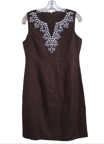 Talbots  Brown Linen Sleeveless Dress Sz 4