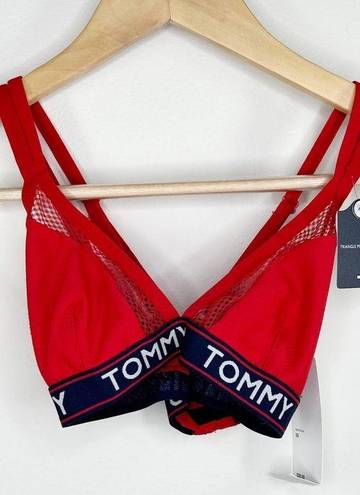 Tommy Hilfiger  Red Mesh Trim Triangle Bralette Bra Women's Size X-Small XS NWT