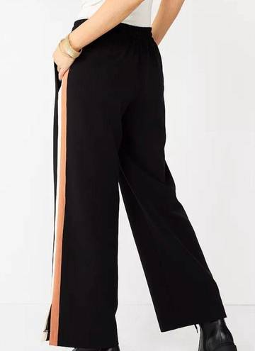 Nine West black and tan side stripe wide leg pants with pockets size large