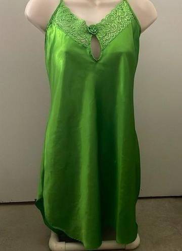 Secret Treasures  Women Satin Slip Dress Negligee Nightie Lace  Green Large