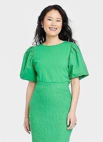 A New Day Green Puff Sleeve Top