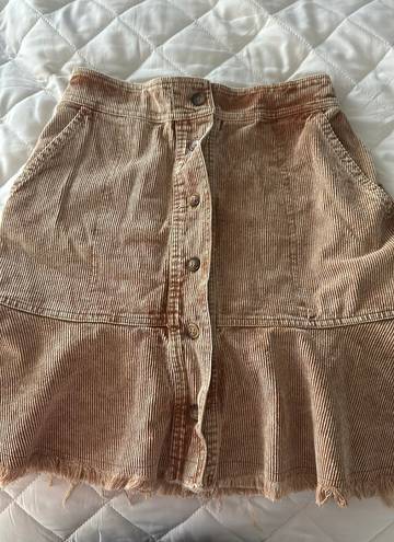 Corduroy Button Up Skirt Gold