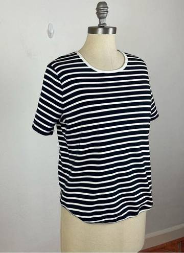 Oak + Fort  Blue Stripe Short Sleeve Top Small