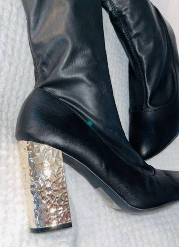 Qupid  Chrome Heeled Boots NWOT sz 10