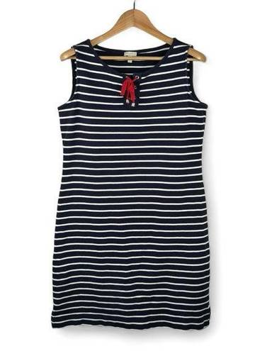 Talbots  Nautical Dress Sleeveless Striped Navy Dress With Red Accent Size Small