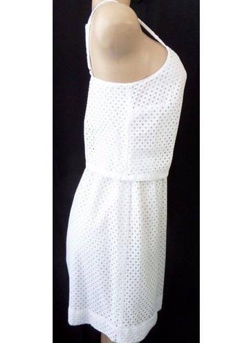 The Loft "" WHITE EYELET OVERLAY TOP CAREER CASUAL DRESS SIZE: 2 NWT $80