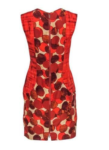 Tracy Reese retro mid-century orange circle print cap sleeve silk sheath dress -6  Gently used in very good condition.  New York size women’s 6. 100% silk.