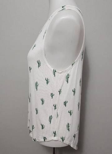 Grayson Threads  white and green cactus print tank size small